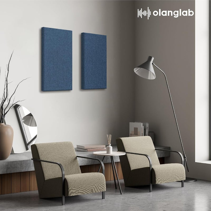 Olanglab Fiberglass Acoustic Wall Panels 4 Pack, 11.8'' x 23.6'' Sound Panels, Fabric Wrapped Sound Proof Panels for Walls (Navy) - Image 3